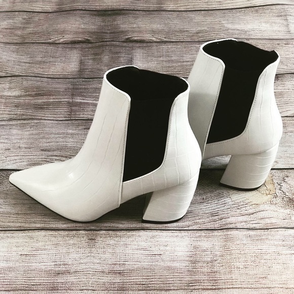 White Pointy Toe Booties - Picture 2 of 4
